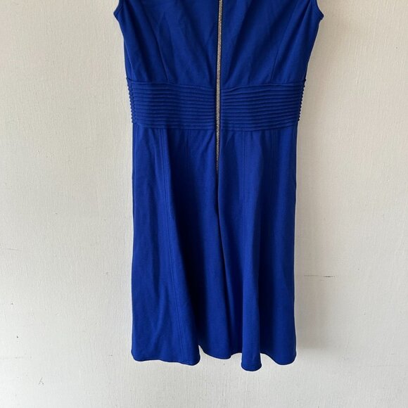 Eliza J Fit and Flare Dress Womens Size 6 Blue Cap Sleeve Rear Zip - Picture 7 of 8